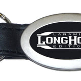 Ram Longhorn Laramie Oval Leather Key Fob - Black