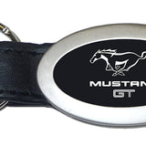 Mustang GT Oval Leather Key Fob - Black