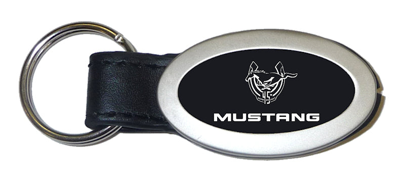 Mustang 45th Anniversary Oval Leather Key Fob - Black