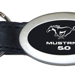 Mustang 5.0 Oval Leather Key Fob - Black