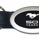 Mustang 50 Years Oval Leather Key Fob - Black