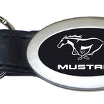 Mustang Oval Leather Key Fob - Black