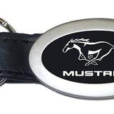 Mustang Oval Leather Key Fob - Black