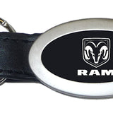 Ram Oval Leather Key Fob - Black