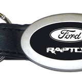 Ford Raptor Oval Leather Key Fob - Black