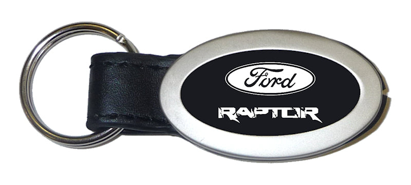 Ford Raptor Oval Leather Key Fob - Black