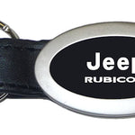 Jeep Rubicon Oval Leather Key Fob - Black