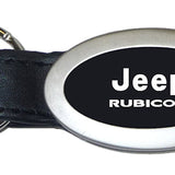 Jeep Rubicon Oval Leather Key Fob - Black