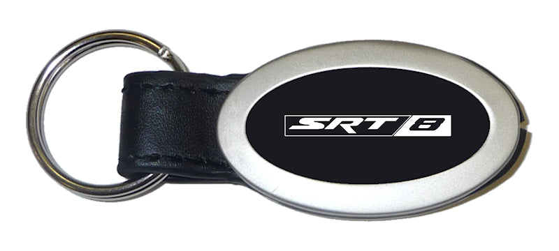 Dodge SRT-8 Oval Leather Key Fob - Black