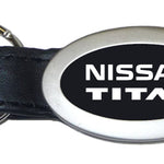 Nissan Titan Oval Leather Key Fob - Black