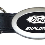 Ford Explorer Oval Leather Key Fob - Black