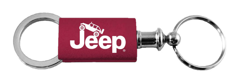 Jeep Climbing Anodized Aluminum Valet Key Fob - Burgundy