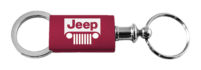 Jeep Grill Anodized Aluminum Valet Key Fob - Burgundy