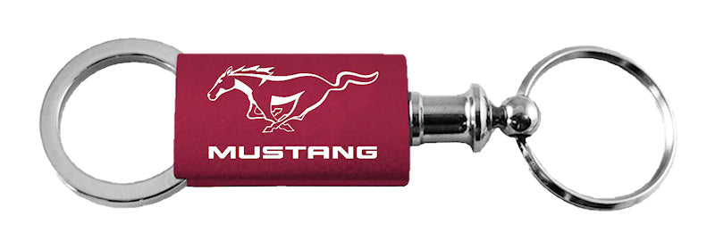 Mustang Anodized Aluminum Valet Key Fob - Burgundy