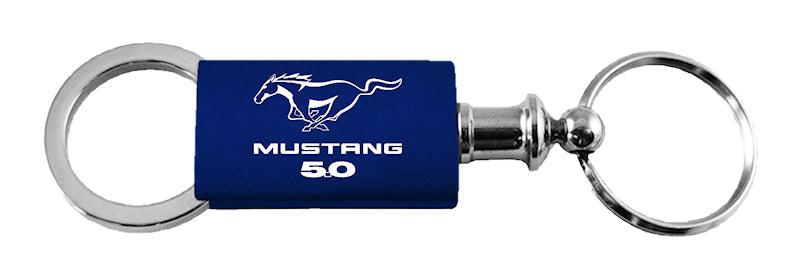 Mustang 5.0 Anodized Aluminum Valet Key Fob - Navy