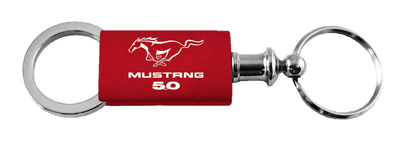 Mustang 5.0 Anodized Aluminum Valet Key Fob - Red