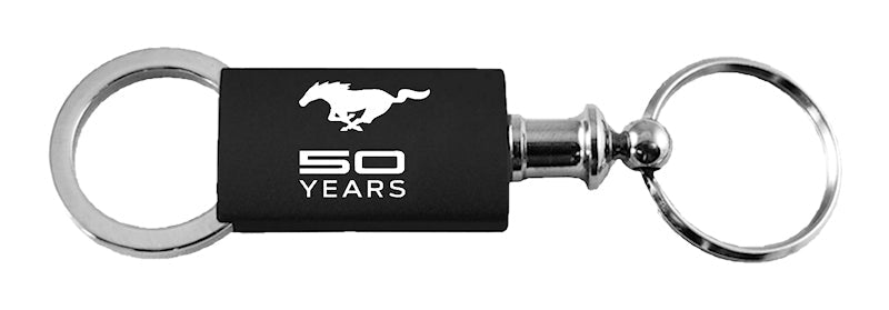 Mustang 50 Years Anodized Aluminum Valet Key Fob - Black