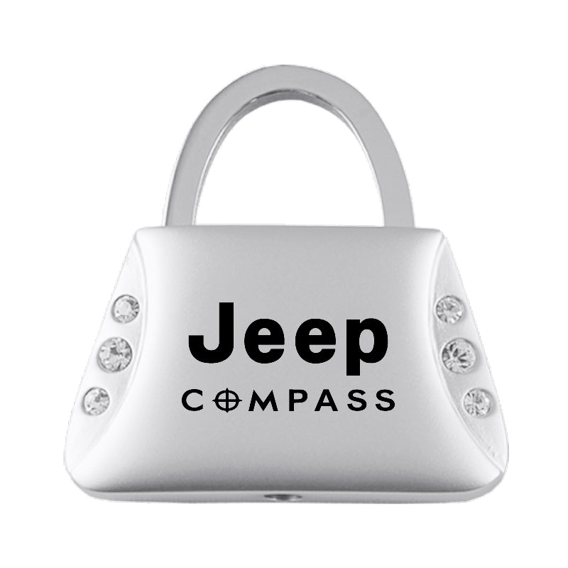 Jeep Compass Jeweled Purse Key Fob - Silver