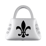 Novelty Fleur-De-Lis Jeweled Purse Key Fob - Silver