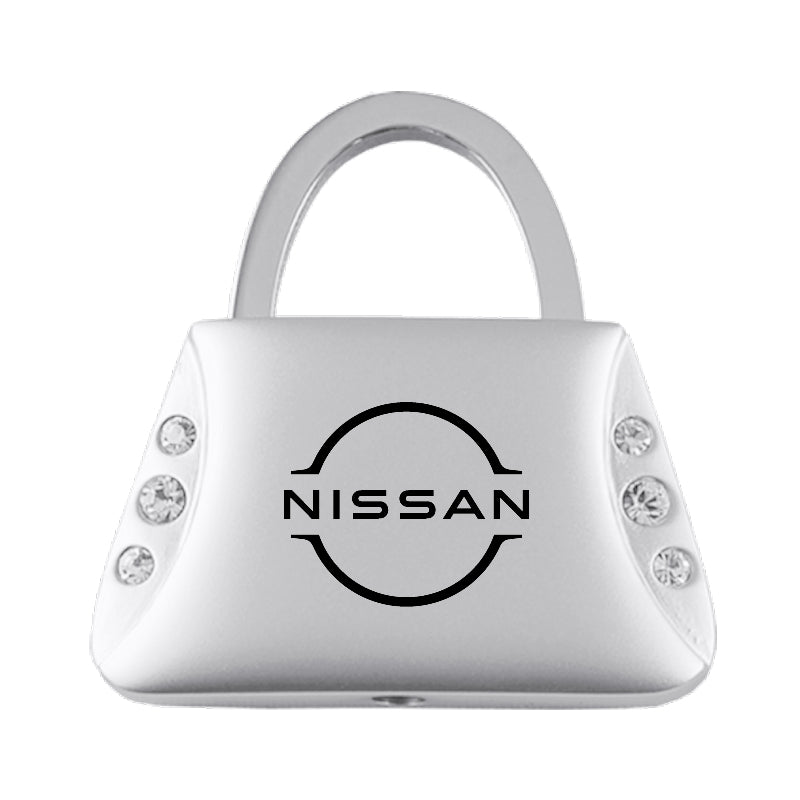 Nissan Logo Jeweled Purse Key Fob - Silver
