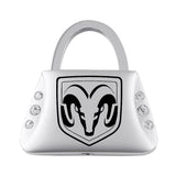 Ram Head Jeweled Purse Key Fob - Silver