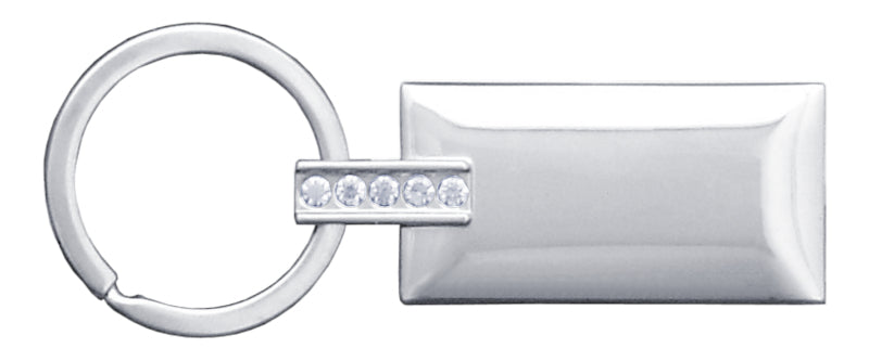 Blank Jeweled Rectangular Key Fob - Silver