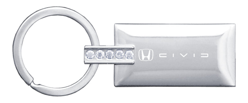 Honda Civic (Reverse C) Jeweled Rectangular Key Fob - Silver