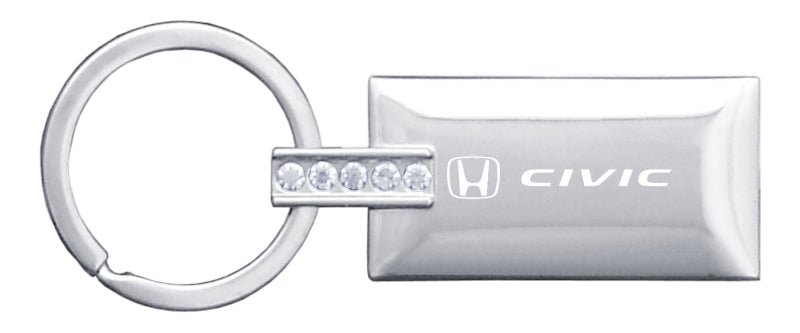 Honda Civic Jeweled Rectangular Key Fob - Silver