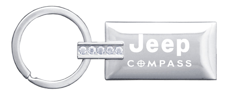 Jeep Compass Jeweled Rectangular Key Fob - Silver