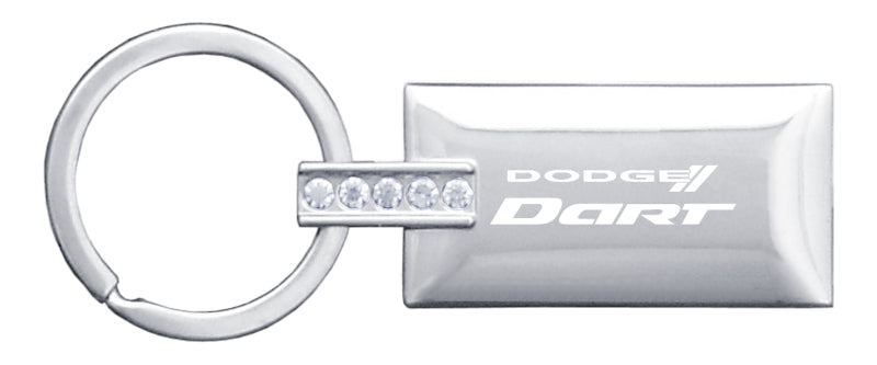 Dodge Dart Jeweled Rectangular Key Fob - Silver