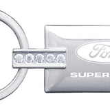 Ford Super Duty Jeweled Rectangular Key Fob - Silver