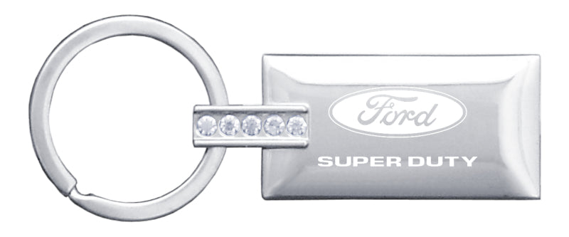 Ford Super Duty Jeweled Rectangular Key Fob - Silver