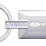 Ford F-250 Jeweled Rectangular Key Fob - Silver