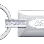 Ford Jeweled Rectangular Key Fob - Silver