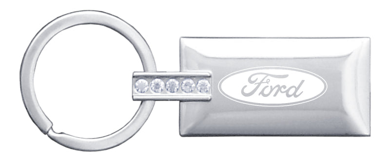 Ford Jeweled Rectangular Key Fob - Silver