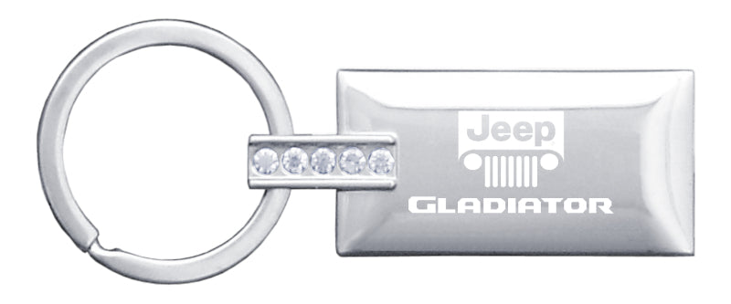 Jeep Gladiator Jeweled Rectangular Key Fob - Silver