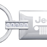 Jeep Grill Jeweled Rectangular Key Fob - Silver