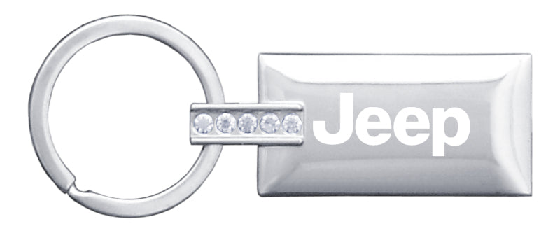 Jeep Jeweled Rectangular Key Fob - Silver