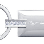 Mustang Jeweled Rectangular Key Fob - Silver