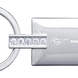 Mustang Jeweled Rectangular Key Fob - Silver