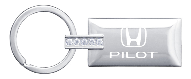 Honda Pilot Jeweled Rectangular Key Fob - Silver