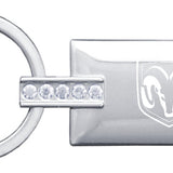 Ram Head Jeweled Rectangular Key Fob - Silver