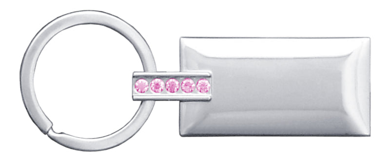 Blank Jeweled Rectangular Key Fob - Pink