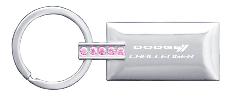 Dodge Challenger Jeweled Rectangular Key Fob - Pink
