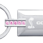 Mustang Cobra Jeweled Rectangular Key Fob - Pink