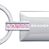 Dodge Stripe Jeweled Rectangular Key Fob - Pink