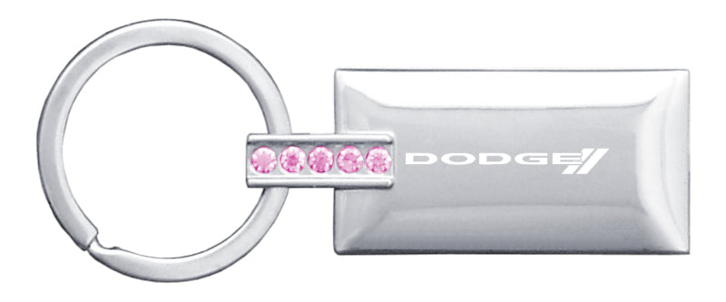 Dodge Stripe Jeweled Rectangular Key Fob - Pink