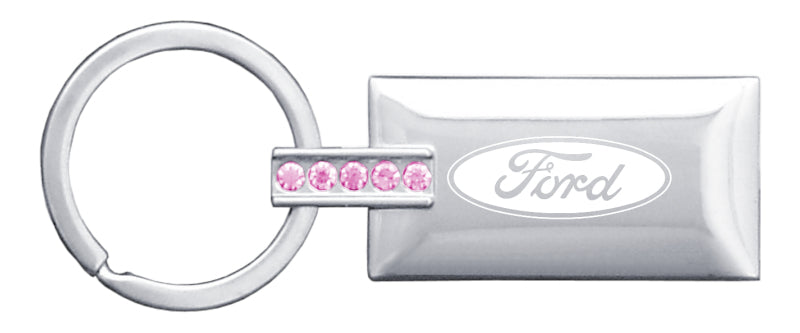 Ford Jeweled Rectangular Key Fob - Pink