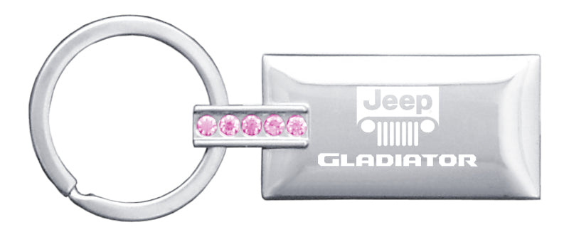 Jeep Gladiator Jeweled Rectangular Key Fob - Pink