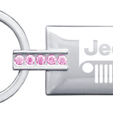 Jeep Grill Jeweled Rectangular Key Fob - Pink